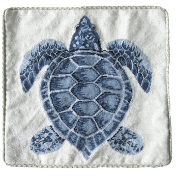 Dark Blue Sea Turtle Gross Point Pillow