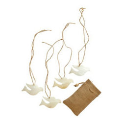 Mother-of-Pearl Ornaments - Dove - Set of 4 - New - Christmas Ornaments