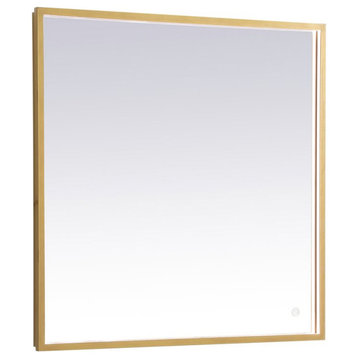 Elegant Decor MRE62736BR 27"x36" LED Mirror, Adjustable Color, Brass