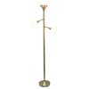 Elegant Designs 3 Light Floor Lamp With Scalloped Glass Shades, Antique Brass