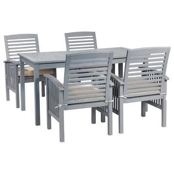 Walker Edison 5-Piece Simple Outdoor Patio Dining Set - Gray Wash