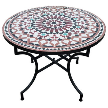 32" Moroccan Mosaic Table, Multi-Color Settachia