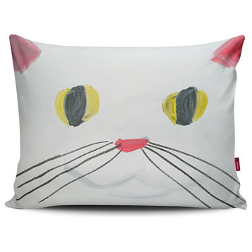 14"x20" Double Sided Pillow, "White Cat" by Ruby Bradford