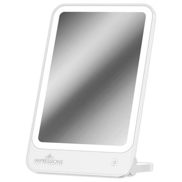 Chic Tri-Tone LED Makeup Mirror With Stand, Pink