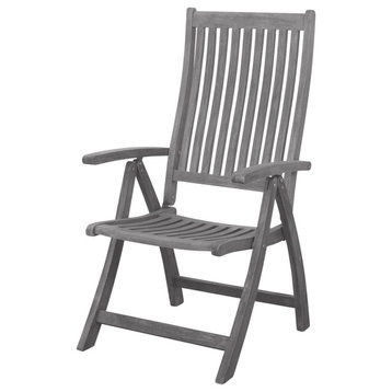 Courtyard Casual Surf Side Teak Driftwood Gray 5 Position Arm Chair