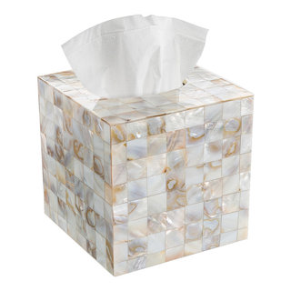 Creative Scents Square Tissue Holder - Decorative Tissue Box Cover Is Finished in Beautiful Mother of Pearl Milano Collection