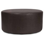 Amanda Erin - 36" Universal Round Ottoman With Slipcover, Avanti Black - Avanti 36" Rounds are the perfect blend of downtown style and uptown sophistication. This luxurious faux leather fabric will entice your fashion senses with its supple leather look and feel. The simple design of the Avanti 36" Rounds makes them great to use as side tables, ottomans, alternate seating and more.