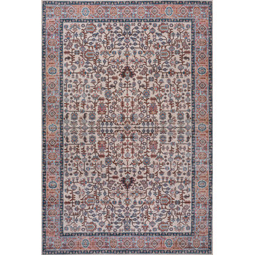 Kemer All-Over Persian Machine Washable Indoor Multi Area Rug, Beige/Red, 5 X 8