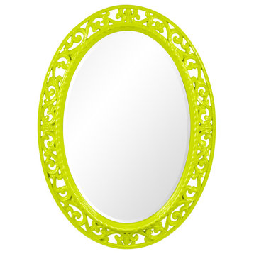 Suzanne Oval Mirror Custom Painted, Traditional, 30 X 38, Glossy Green