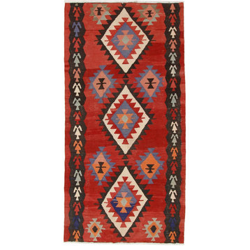 Persian Kilim Fars Azerbaijan Antique 9'7"x4'9" Hand Woven Oriental Rug