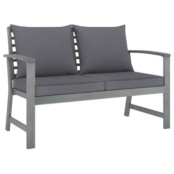 Vidaxl Garden Bench 47.2" With Dark Gray Cushion Solid Acacia Wood