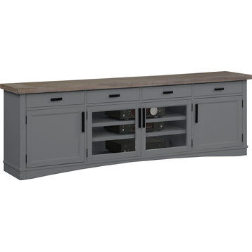 Parker House Americana Modern - 92 in. TV Console, Dove W/ Weathered Natural Top