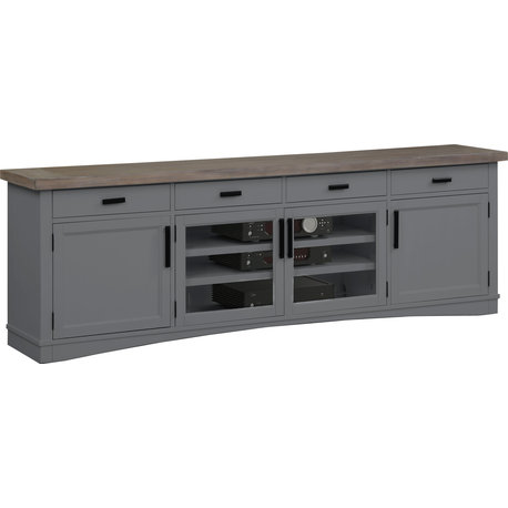 Parker House Americana Modern 92 in. TV Console, Dove With Weathered Natural Top