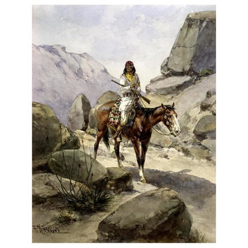 "Indian On Horseback" Digital Paper Print by Herman Wendelborg Hansen, 14"x18"
