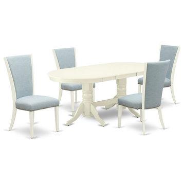East West Furniture Vancouver 5-piece Wood Dining Set in Linen White