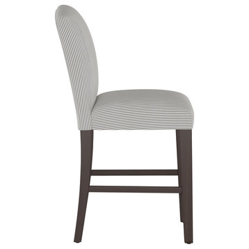 Janet Camel Back Counter Stool, Oxford Stripe Charcoal