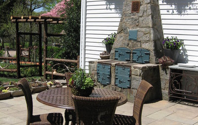 A 1920s Grill Inspires a Patinated Patio