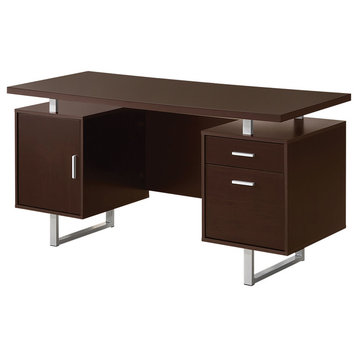 Coaster Glavan 2-Drawer Wood Office Desk in Cappuccino and Silver