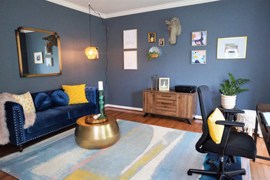 Example of a mid-sized 1950s home office design in Baltimore with gray walls
