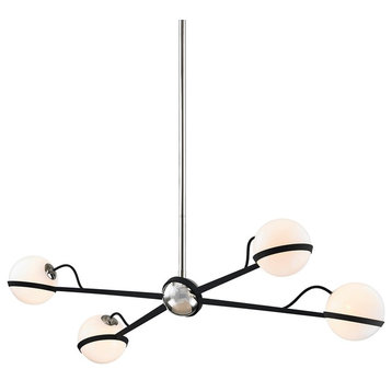 Ace 4 Light Island, Carb Black With Polished Nickel Accents, Gloss Opal