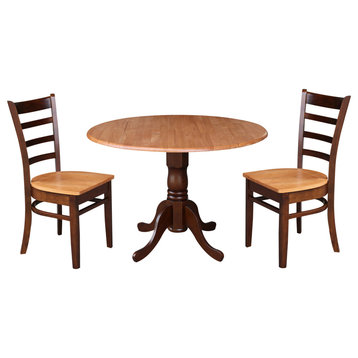 42" Dual Drop Leaf Table With 2 Emily Chairs