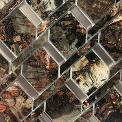 Abolos - Musico 3"x2" Square Diamond Glass Mosaic Tile,Agate Stone, Single Sheet - Mosaic Tile