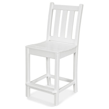 Polywood Traditional Garden Counter Side Chair, White