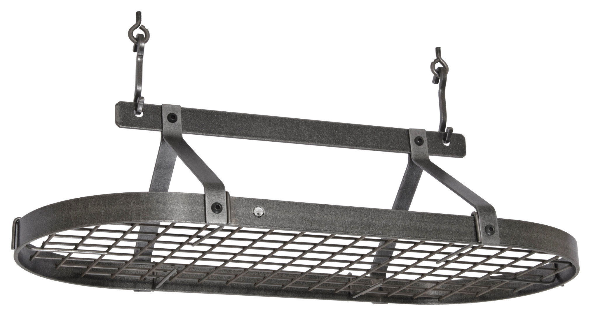 Oval Ceiling Rack Grande Cuisine Oval Ceiling Rack w 18 Hooks Hammered Steel - Midcentury ...