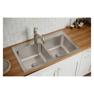 DLR372210 Lustertone Classic Stainless Steel 37" x 22" Double Bowl Drop ...