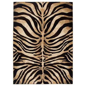 Home Dynamix Tribeca Fawn Runner Area Rug 1'9"x7'2", Animals Black/Ivory