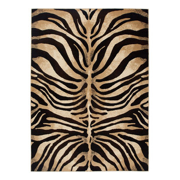 Home Dynamix Tribeca Fawn Runner Area Rug 1'9"x7'2", Animals Black/Ivory