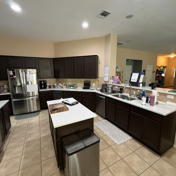 Leander Kitchen Remodel with Waterloo Painted Cabinets & Tile Backsplash