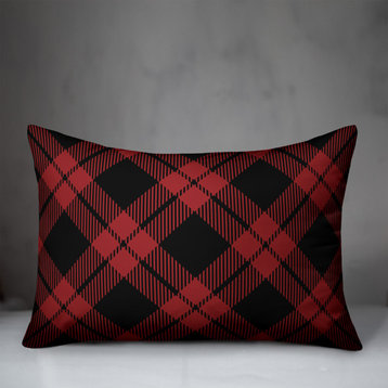 Black and Red Plaid 14"x20" Throw Pillow