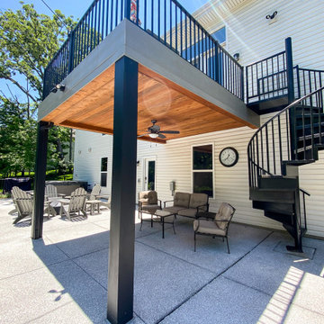 New Underdecking, Railing, Post Wraps, and Spiral Staircase to Existing Deck