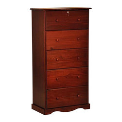 5 Super Jumbo Drawer Chest in Mahogany - Dressers