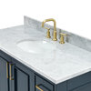 Ariel Stafford 49" Single Oval Sink Bathroom Vanity, Midnight Blue, 0.75 Carrara Marble