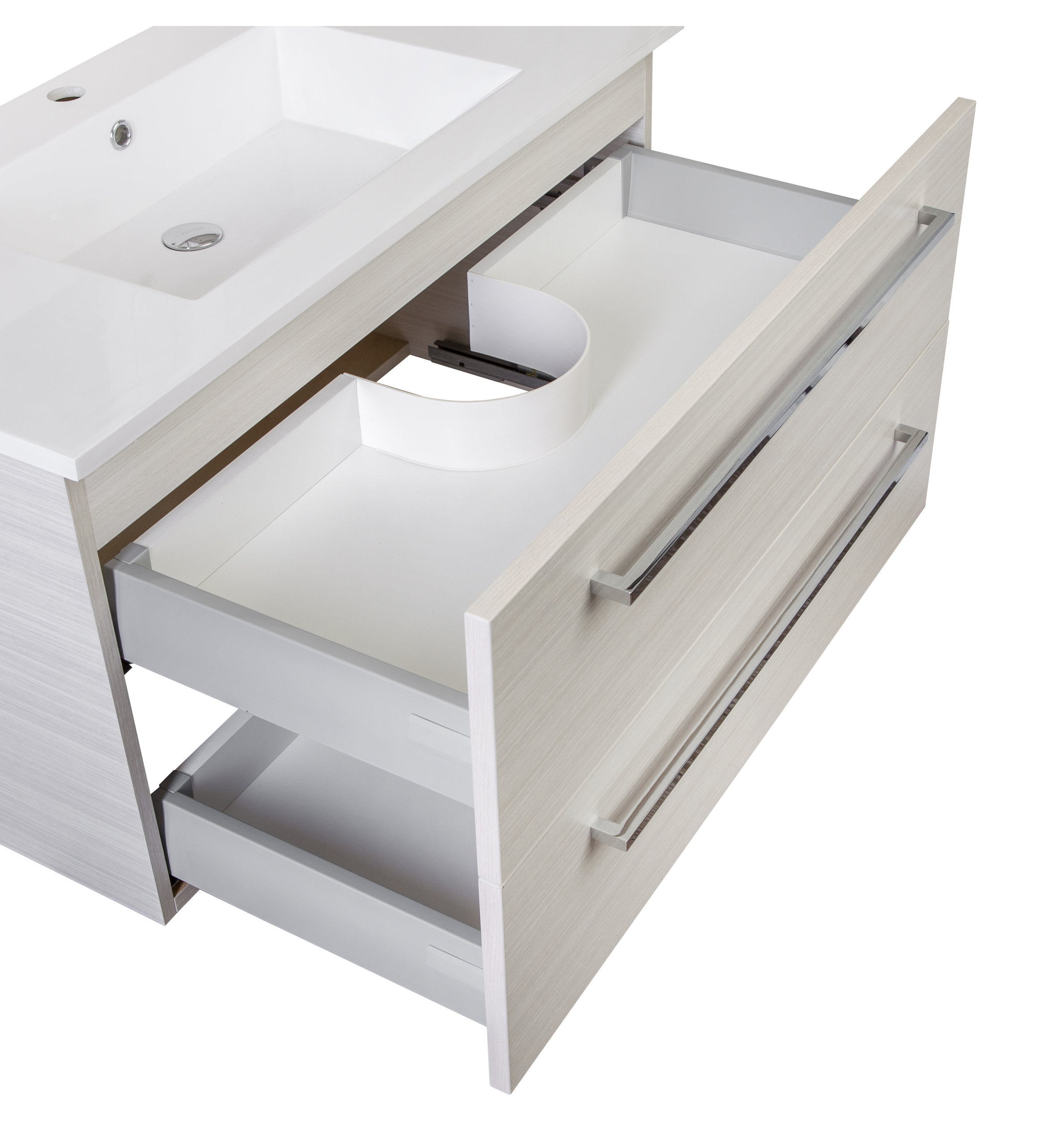 Silhouette 2-Drawer Wall-Mounted Vanity, White Chocolate, 30"