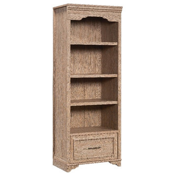 Pemberly Row Engineered Wood 4 Shelf Bookcase in Brushed Oak