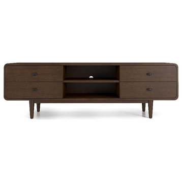 Stafford Mid-Century Modern Solid Wood Brown Tv Stand for 35/72 inch TV
