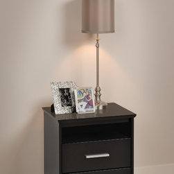 Prepac Coal Harbor Black 2-Drawer Tall Nightstand - Nightstands And Bedside Tables