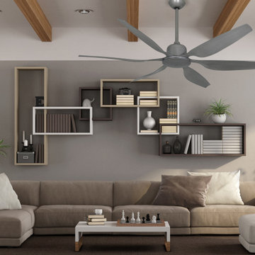 52 inch Titan II Brushed Nickel Ceiling Fan with Contoured Blades by TroposAir