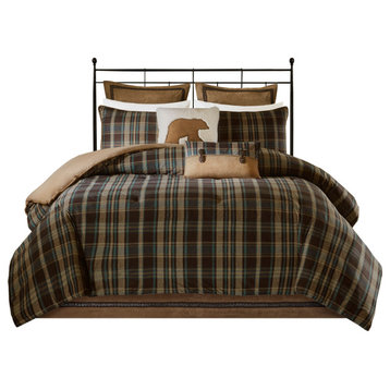 Woolrich Hadley Plaid Cottage Taupe Comforter Set, Terra Brown, Queen
