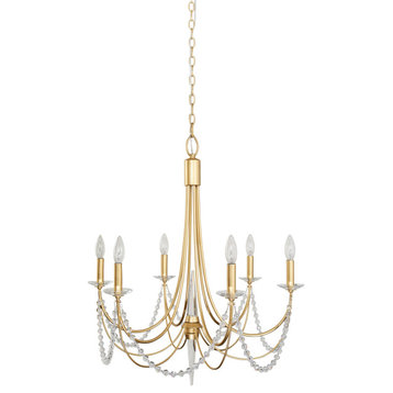 Varaluz 350C06 Brentwood 6 Light 27"W Taper Candle Style - French Gold