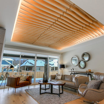 3-Sided Fireplace with Concrete Feature Wall | Fonthill, ON