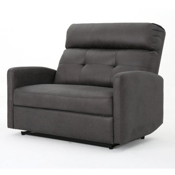 GDF Studio Hana Plush Cushion Tufted Back Loveseat Recliner, Microfiber/Slate