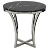 Aurora Marble Side Table, Black Marble Polished Stainless Steel Base