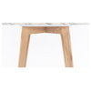Cima 12" x 21" Rectangular Italian Carrara White Marble Side Table with Oak Legs