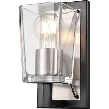 Riverdale Wall Sconce, Satin Nickel, Graphite With Clear Glass