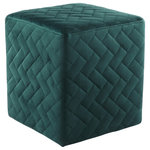 Inspired Home - Mason Velvet Brick Quilted Cube Ottoman, Hunter Green - This ottoman's square silhouette blends effortlessly into any casual space. Free of unnecessary embellishments, our velvet cube ottoman is both a simple and functional piece. Whether used as an extra option for seating guests at your next big game screening or kick up your feet as you lounge in your recliner, this ottoman takes up minimal space. You can create a grouping of these ottomans for a statement piece that also serves as additional seating. Give comfort and warmth to your home's interior with the fun and functional cube ottoman. Add class and comfort to any space in your living room, family room or den. This piece is ideal for kids and teens bedrooms.FEATURES: