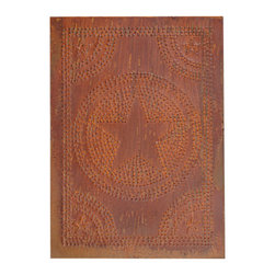 USA Handcrafted - Four Handcrafted Punched Tin Cabinet Panel Country Barn Star Design, Rustic Tin - Decorative Objects And Figurines